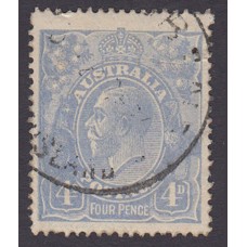 Australian    King George V    4d Blue   Single Crown WMK  Worn Plate Left Frame Late Cooke Printing..